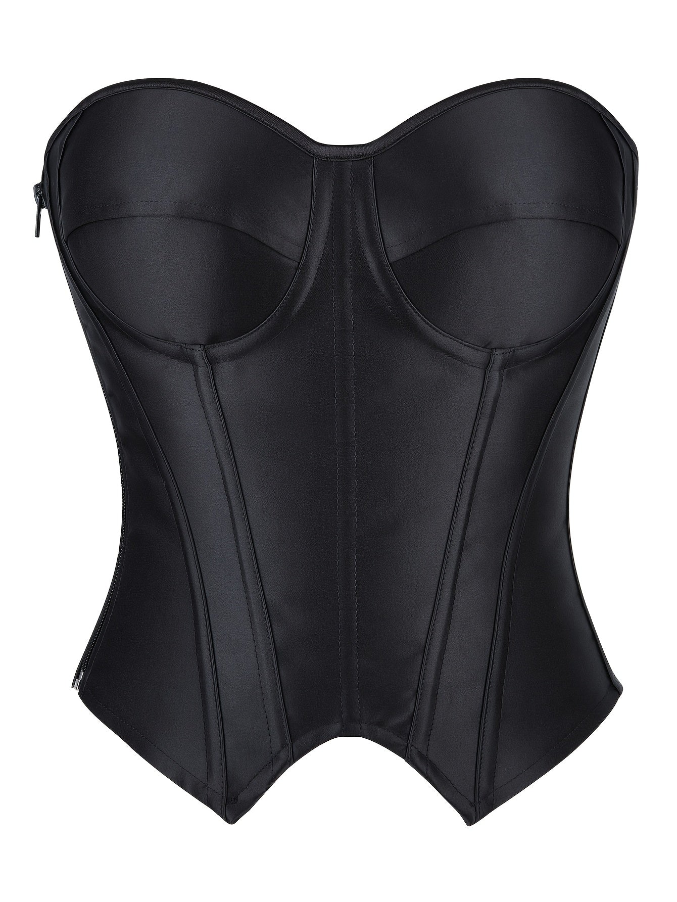 PRETASIE Elegant Striped Corset Top Strapless Bustier with Built-in Bra Cups Shapewear Polyester and Elastane Hand Washable