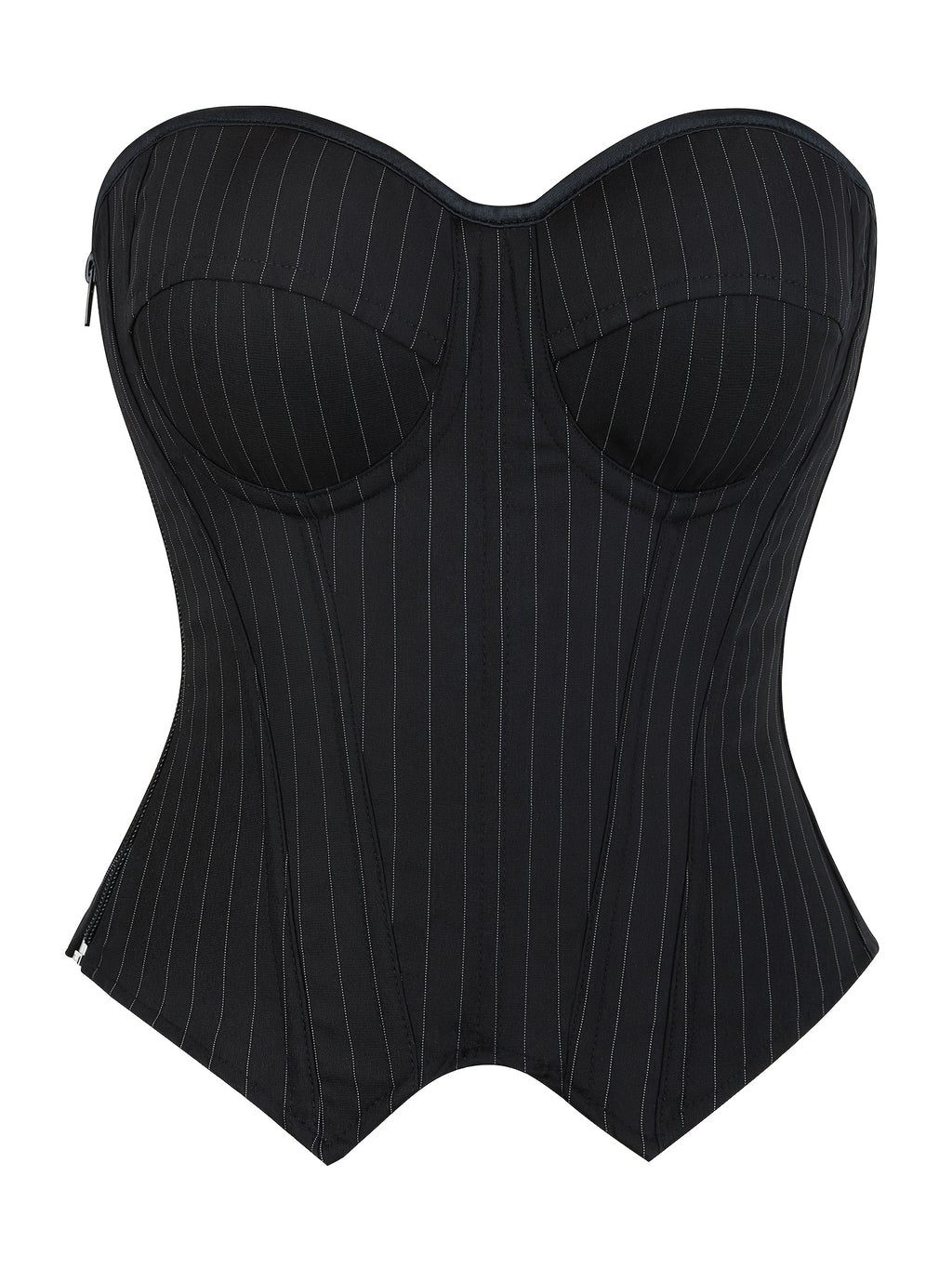 PRETASIE Elegant Striped Corset Top Strapless Bustier with Built-in Bra Cups Shapewear Polyester and Elastane Hand Washable
