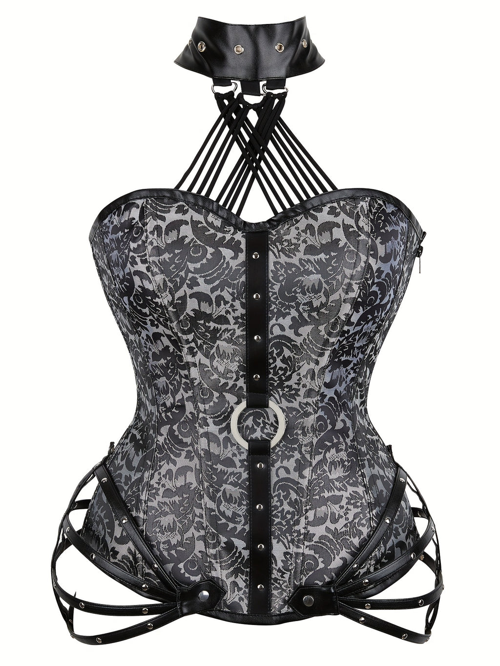 PRETASIE Gothic Strapless Neck Corset with 11 Steel Bones And Side Zipper a Fitted Court Shapewear for Halloween Punk Style