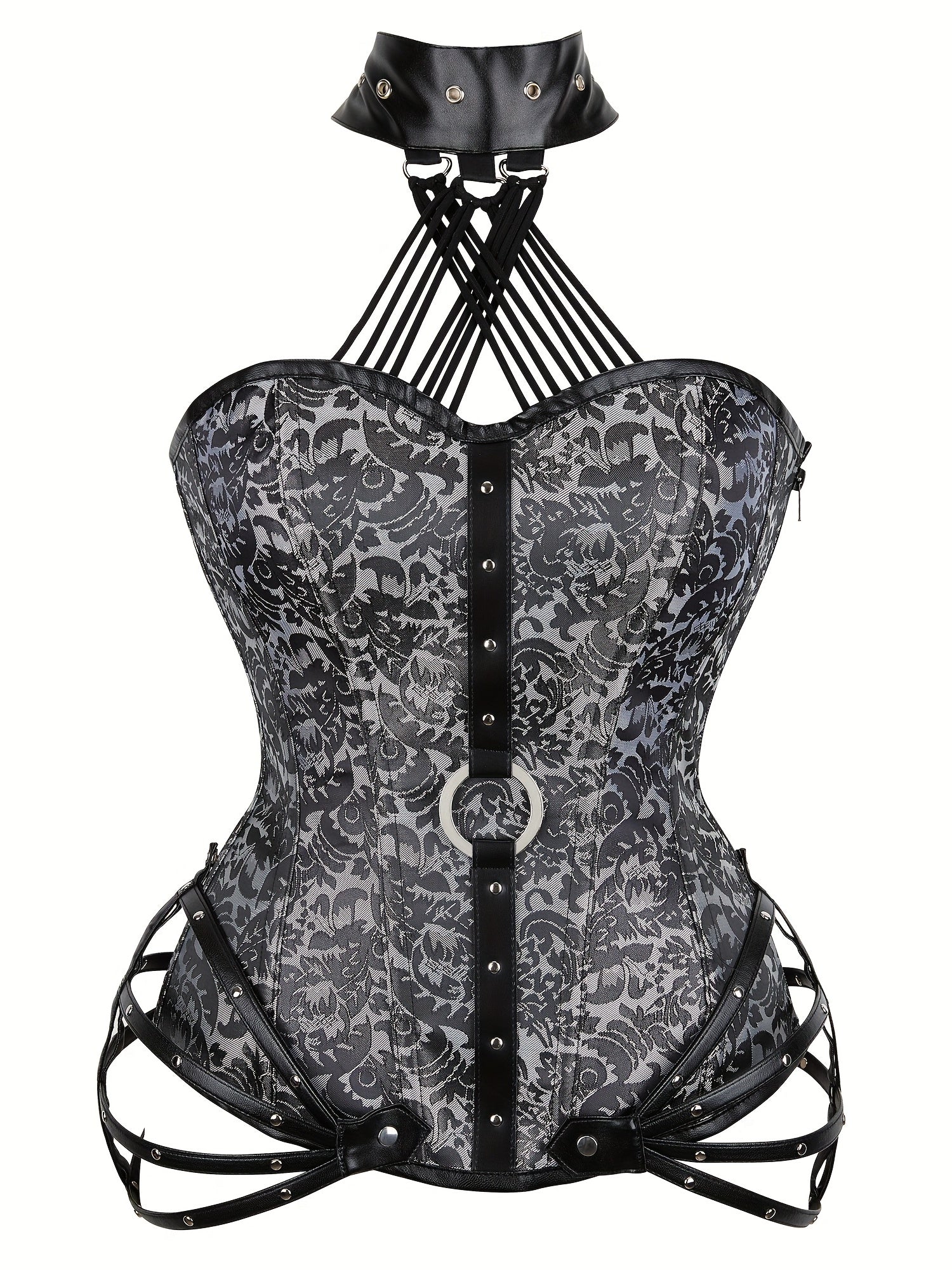 PRETASIE Gothic Strapless Neck Corset with 11 Steel Bones And Side Zipper a Fitted Court Shapewear for Halloween Punk Style