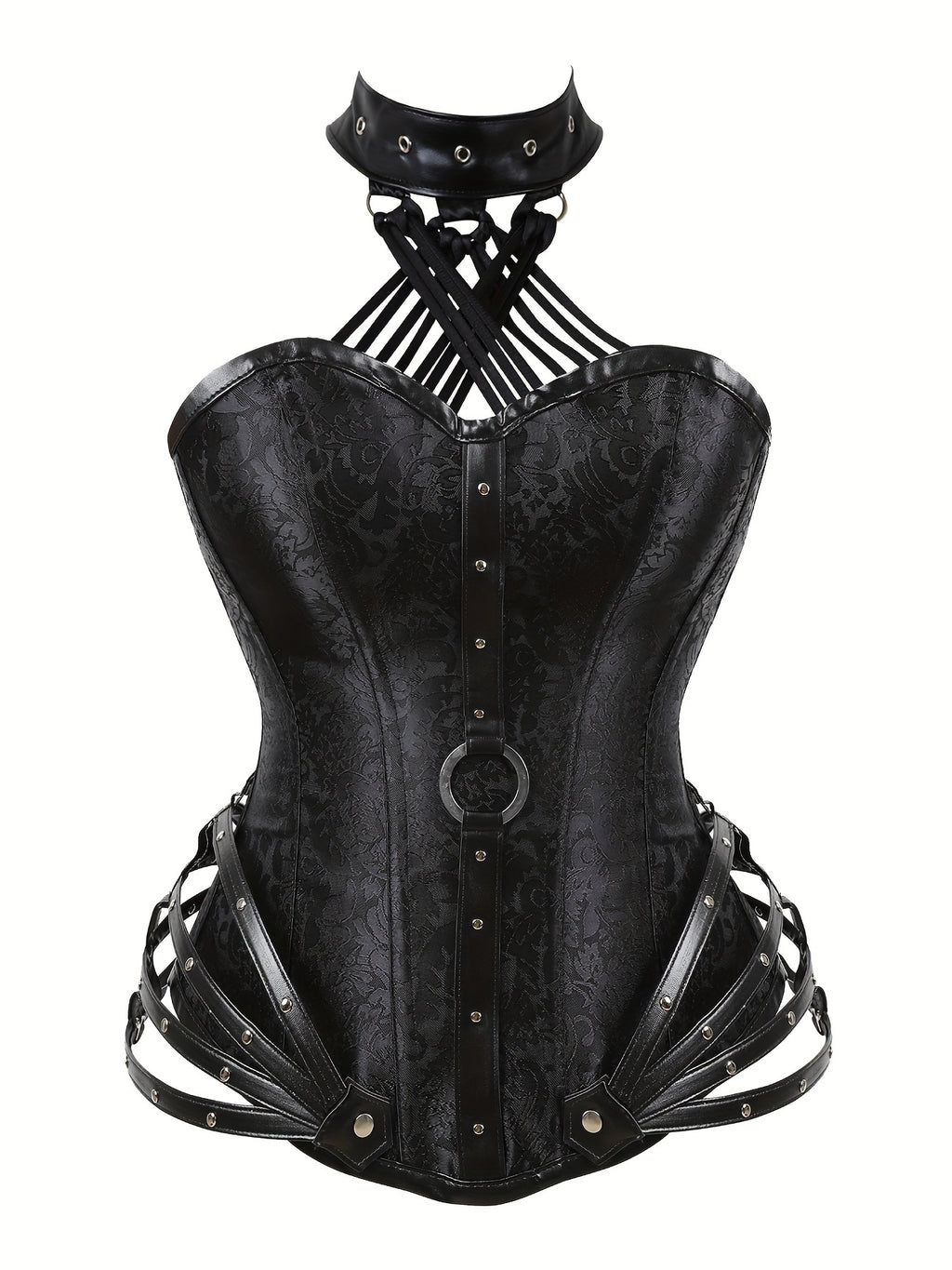 PRETASIE Gothic Strapless Neck Corset with 11 Steel Bones And Side Zipper a Fitted Court Shapewear for Halloween Punk Style