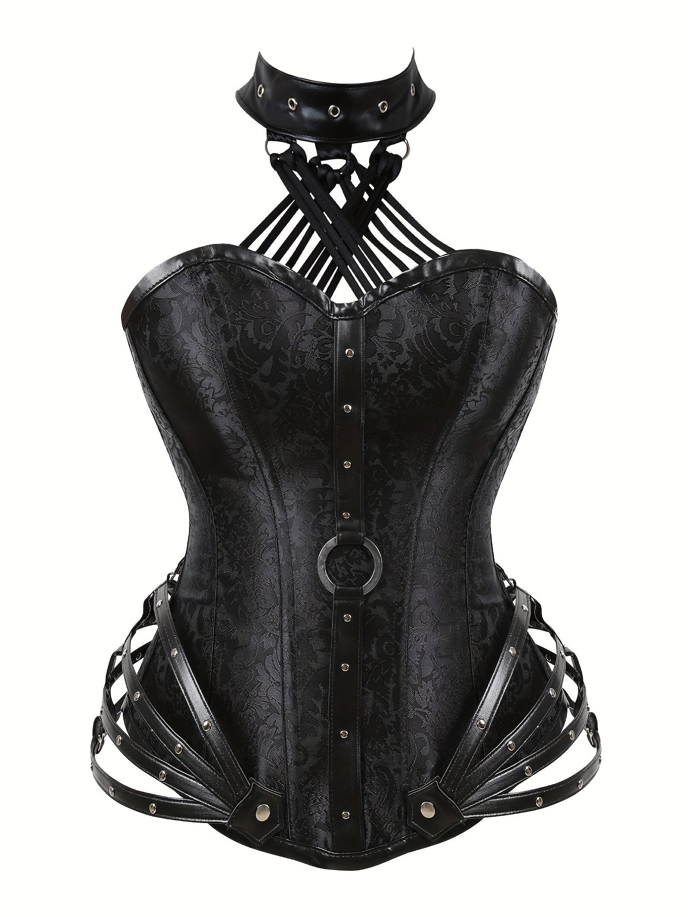 PRETASIE Gothic Strapless Neck Corset with 11 Steel Bones And Side Zipper a Fitted Court Shapewear for Halloween Punk Style