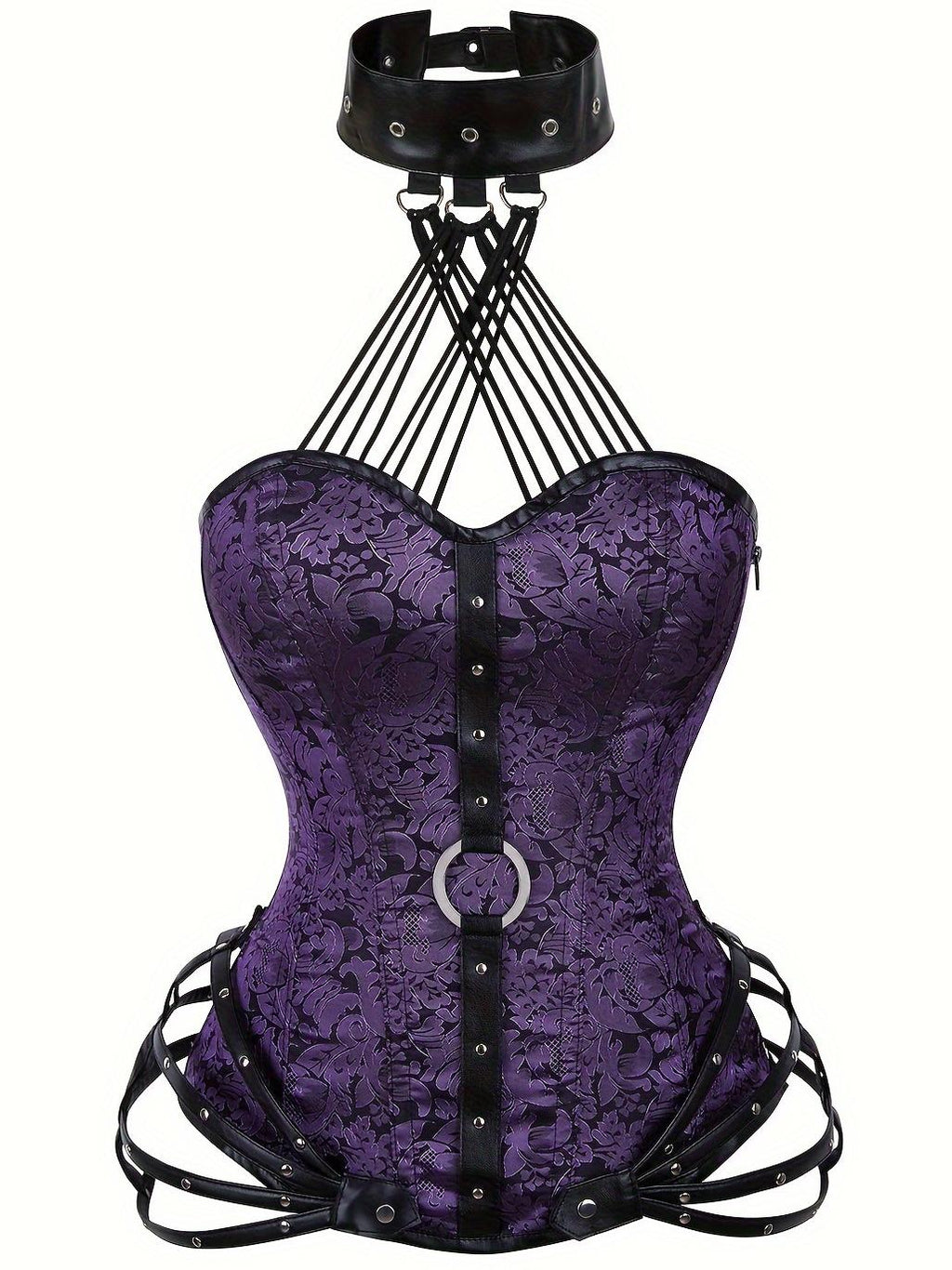 PRETASIE Gothic Strapless Neck Corset with 11 Steel Bones And Side Zipper a Fitted Court Shapewear for Halloween Punk Style
