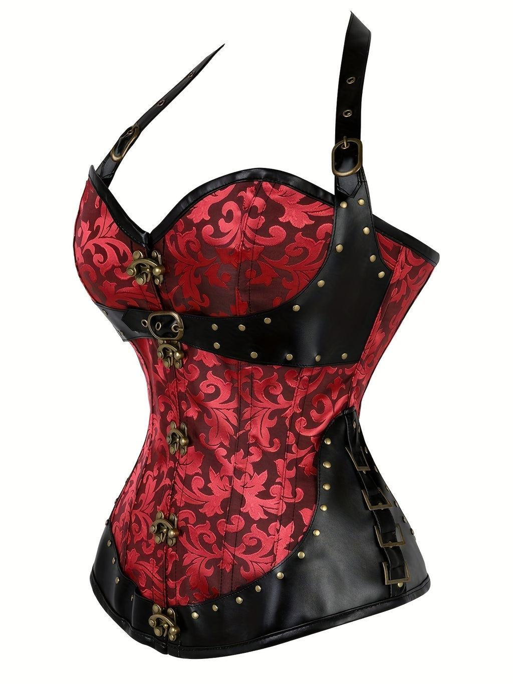 PRETASIE Jacquard Halter Strapless Corset Tummy Control Lace Up Push Up Body Shaper Lingerie Shapewear