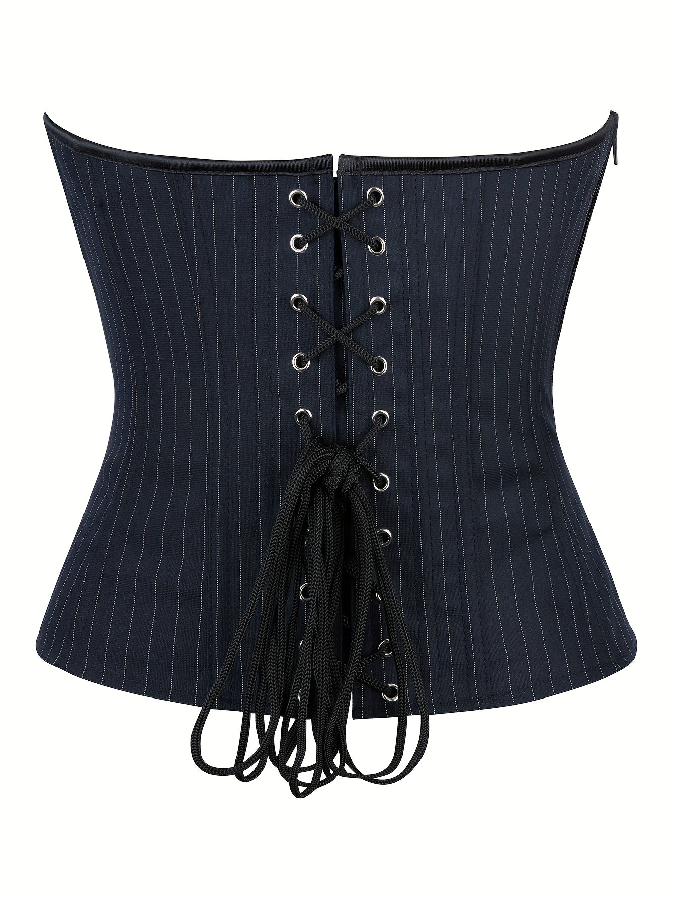 PRETASIE Elegant Striped Corset Top Strapless Bustier with Built-in Bra Cups Shapewear Polyester and Elastane Hand Washable