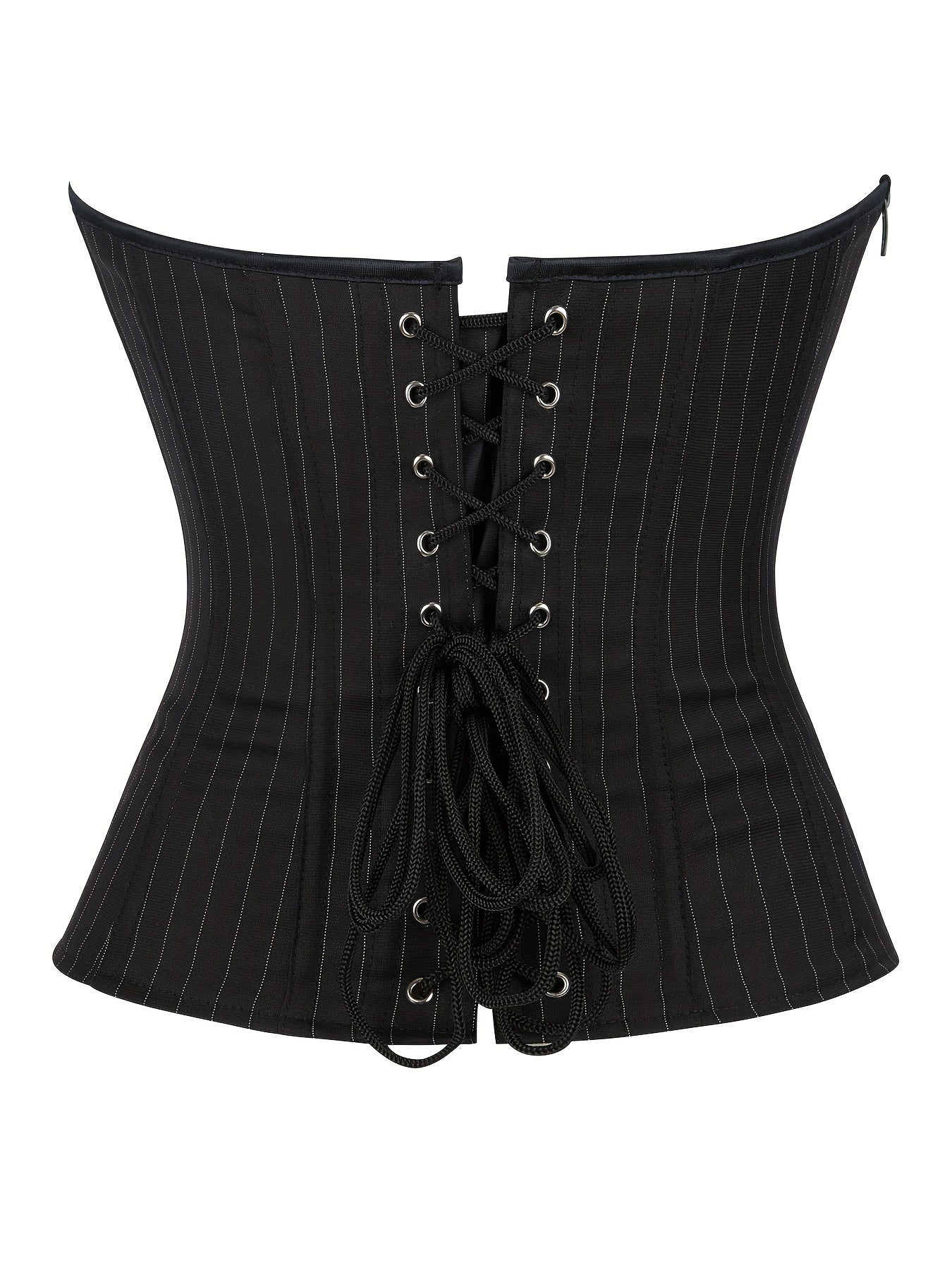 PRETASIE Elegant Striped Corset Top Strapless Bustier with Built-in Bra Cups Shapewear Polyester and Elastane Hand Washable