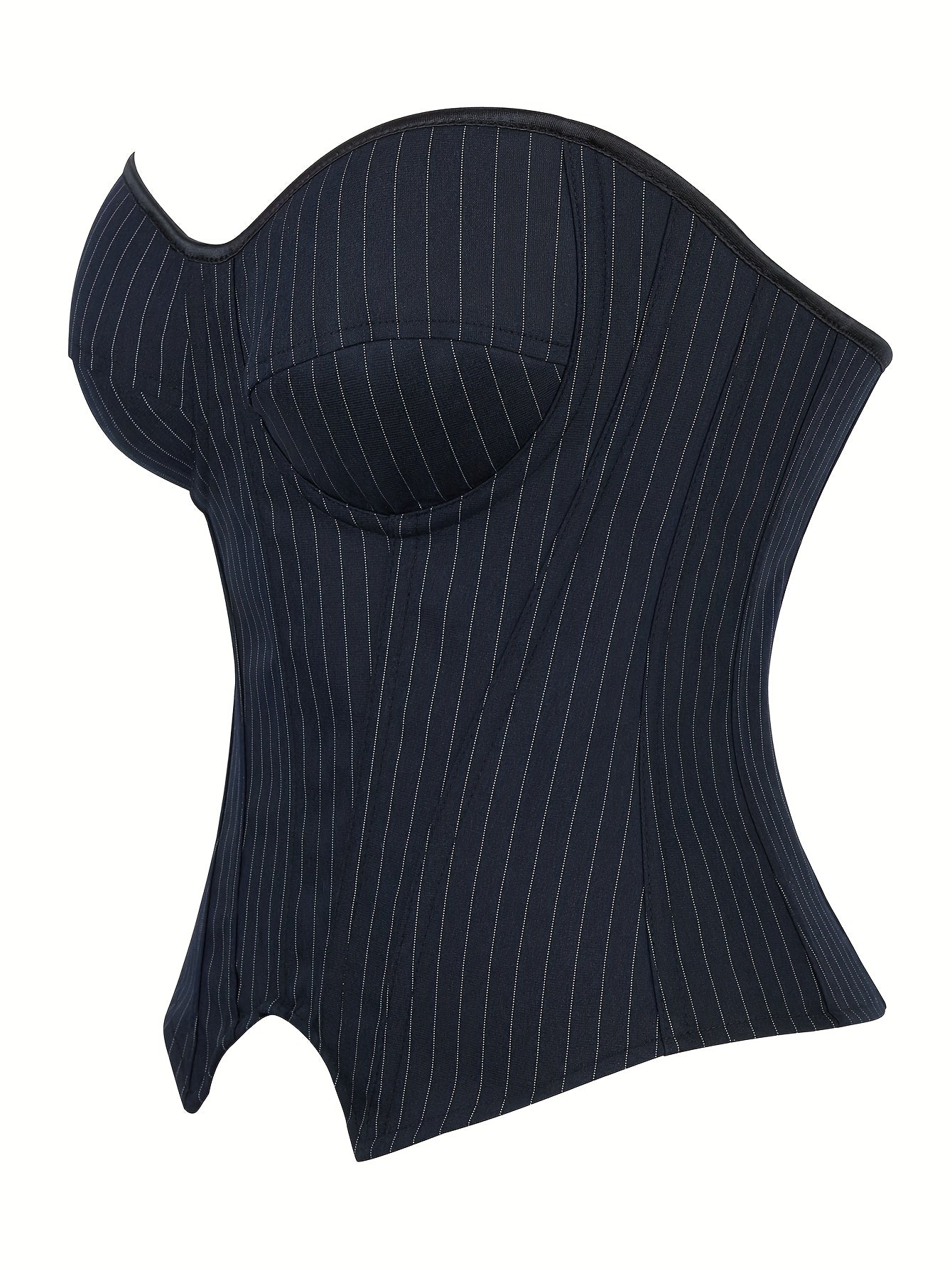 PRETASIE Elegant Striped Corset Top Strapless Bustier with Built-in Bra Cups Shapewear Polyester and Elastane Hand Washable