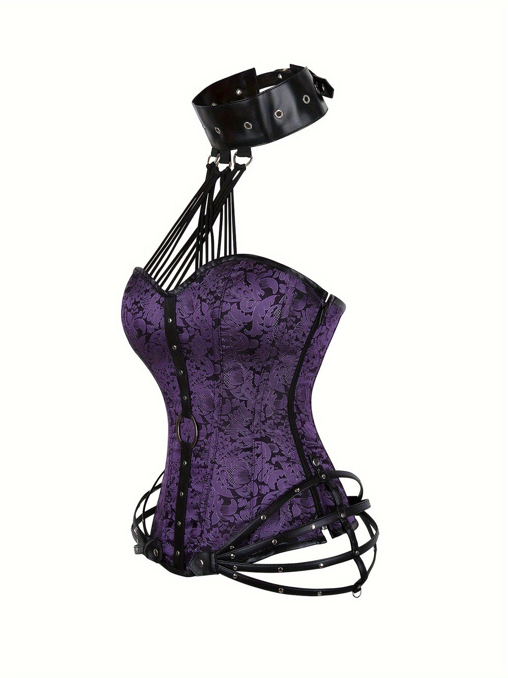 PRETASIE Gothic Strapless Neck Corset with 11 Steel Bones And Side Zipper a Fitted Court Shapewear for Halloween Punk Style