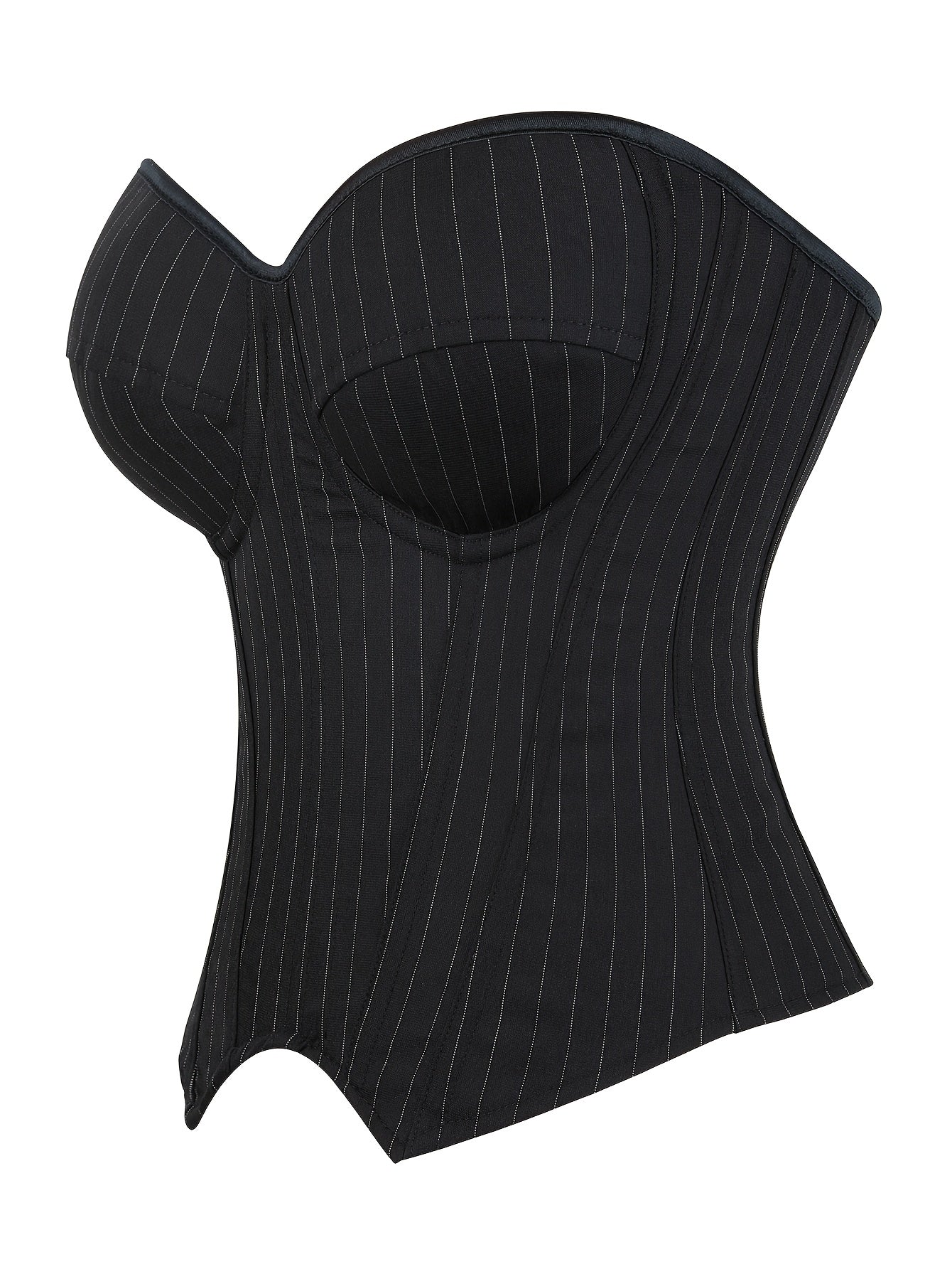 PRETASIE Elegant Striped Corset Top Strapless Bustier with Built-in Bra Cups Shapewear Polyester and Elastane Hand Washable
