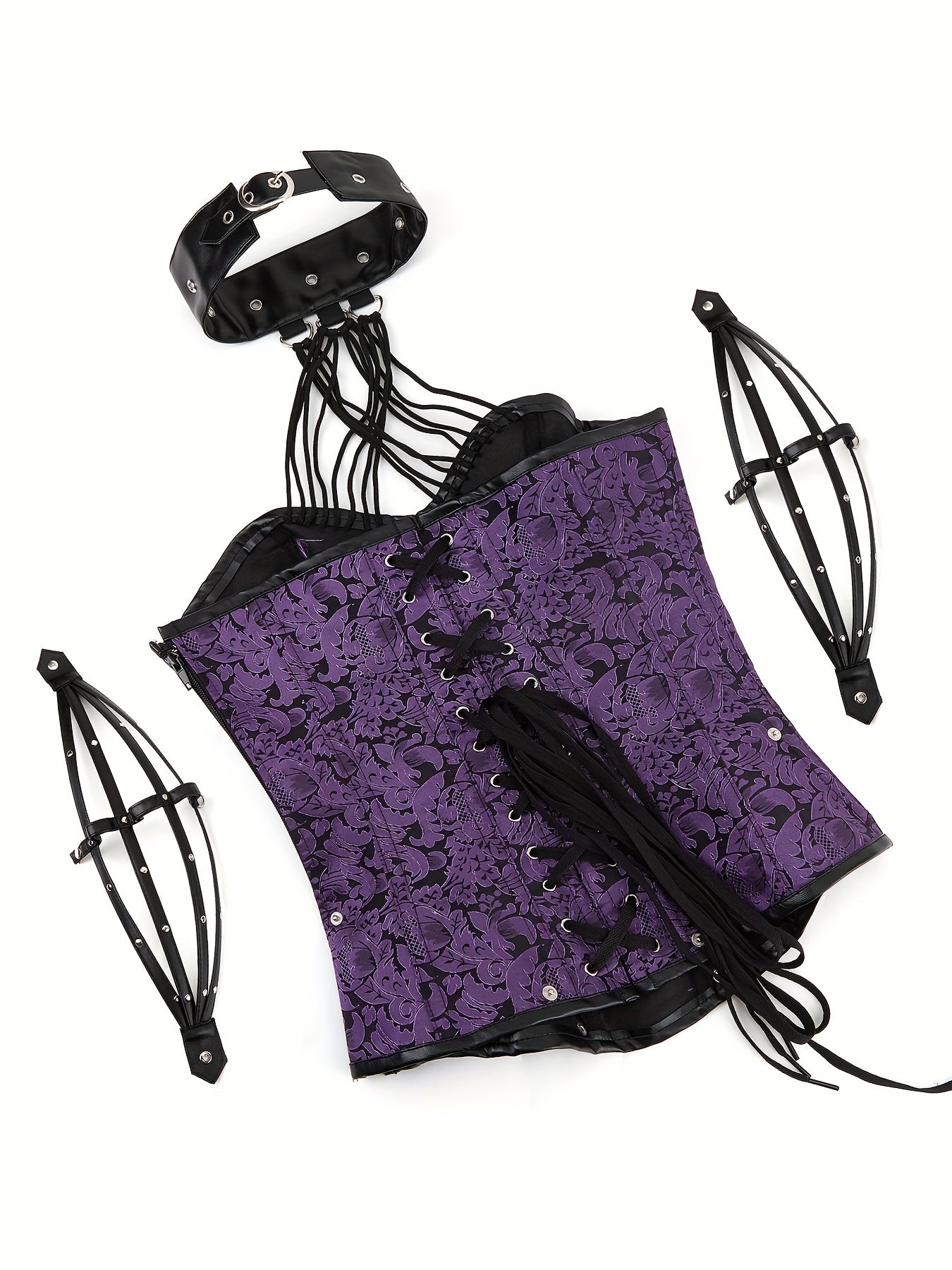 PRETASIE Gothic Strapless Neck Corset with 11 Steel Bones And Side Zipper a Fitted Court Shapewear for Halloween Punk Style
