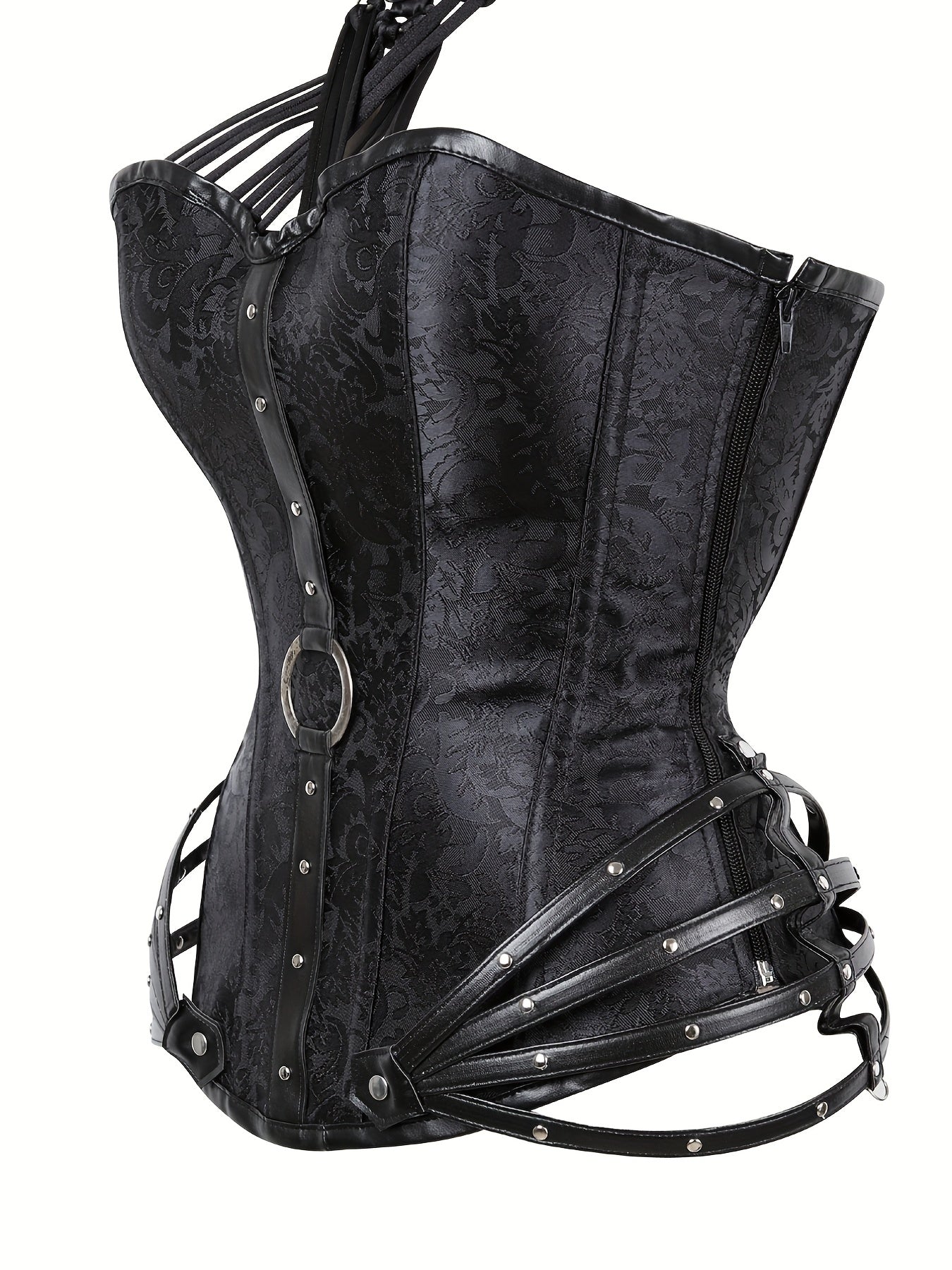 PRETASIE Gothic Strapless Neck Corset with 11 Steel Bones And Side Zipper a Fitted Court Shapewear for Halloween Punk Style