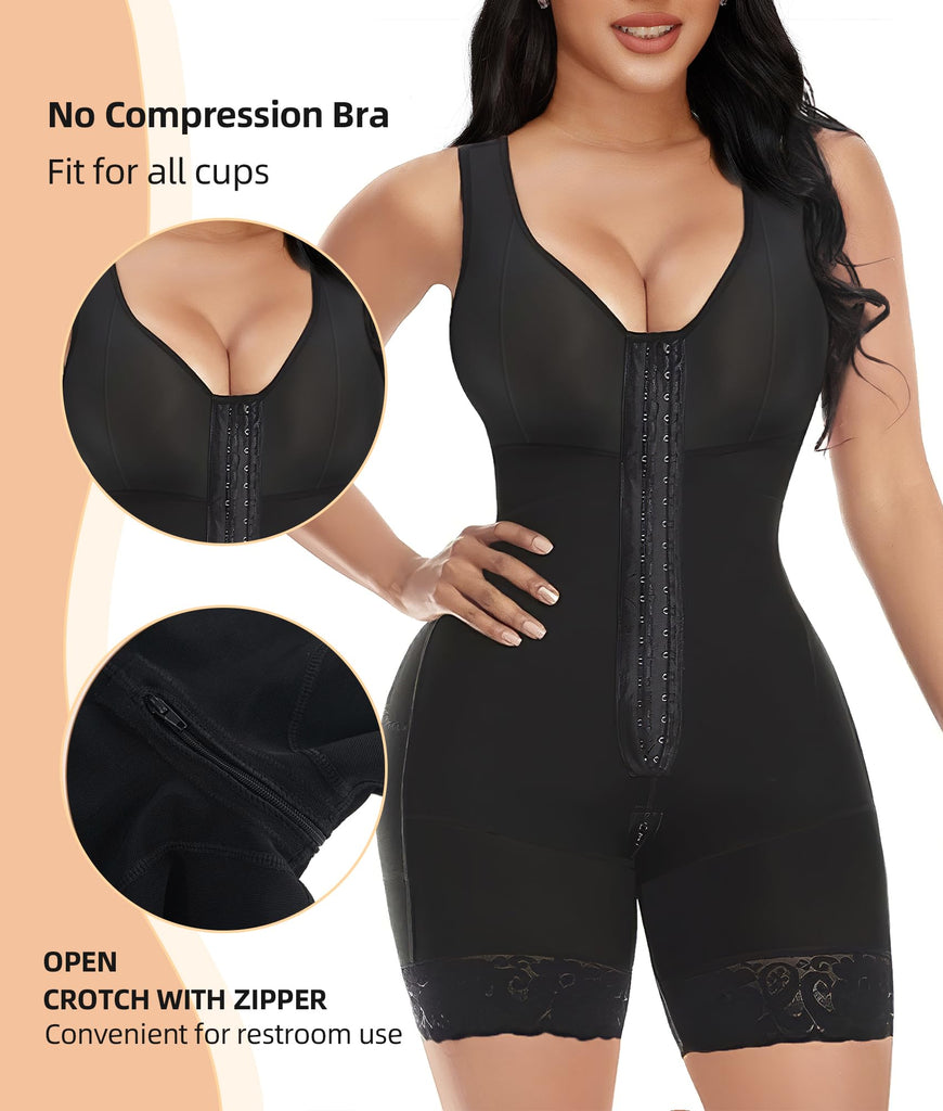 PRETASIE Fajas Colombianas Shapewear for Women Tummy Control Post Surgery Full Body Shaper Butt Lifter with Zipper Crotch