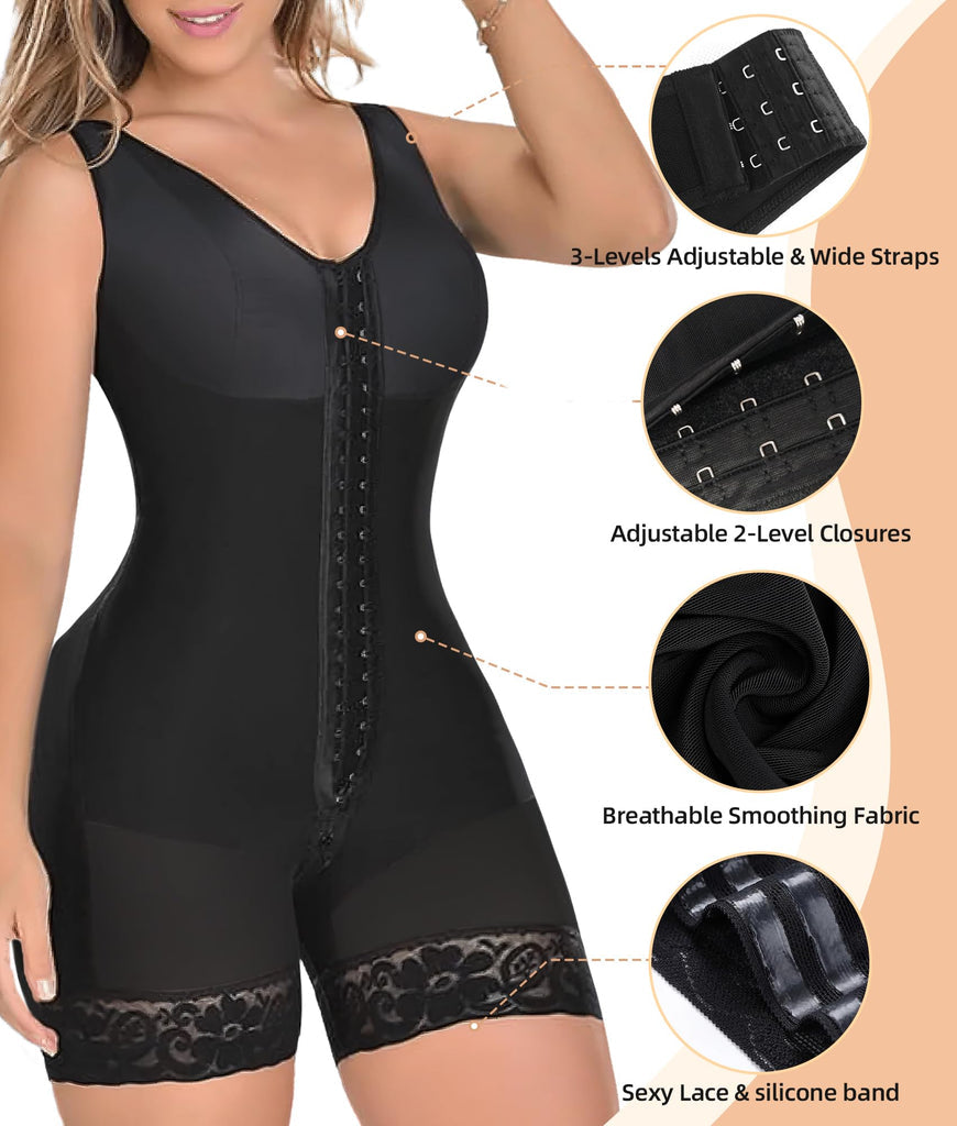 PRETASIE Fajas Colombianas Shapewear for Women Tummy Control Post Surgery Full Body Shaper Butt Lifter with Zipper Crotch