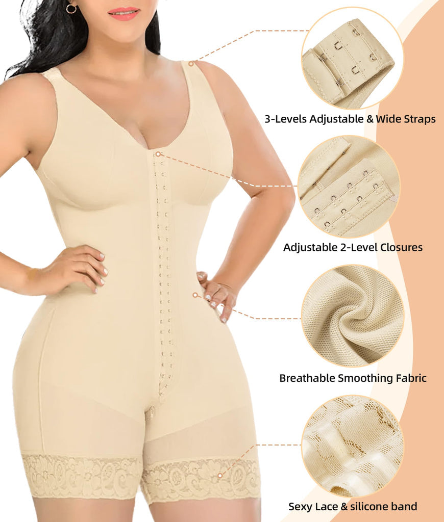 PRETASIE Fajas Colombianas Shapewear for Women Tummy Control Post Surgery Full Body Shaper Butt Lifter with Zipper Crotch