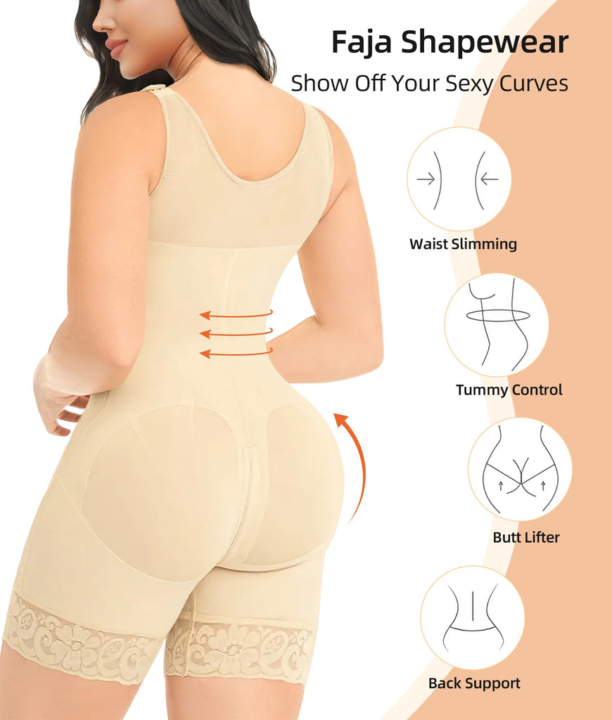 PRETASIE Fajas Colombianas Shapewear for Women Tummy Control Post Surgery Full Body Shaper Butt Lifter with Zipper Crotch
