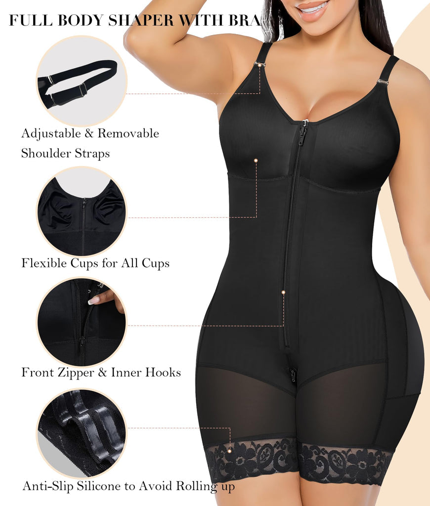 PRETASIE Fajas Colombianas Postpartum Shapewear for Women Tummy Control Butt Lifter Body Shaper with Zipper Crotch