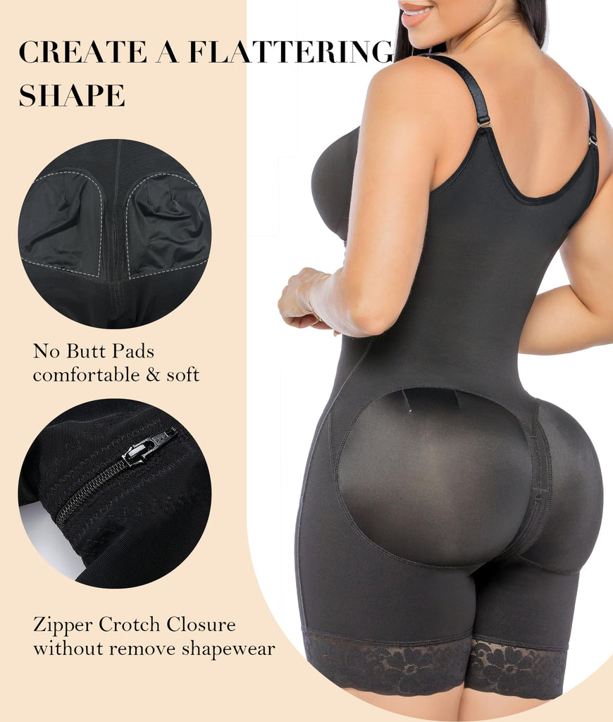 PRETASIE Fajas Colombianas Postpartum Shapewear for Women Tummy Control Butt Lifter Body Shaper with Zipper Crotch