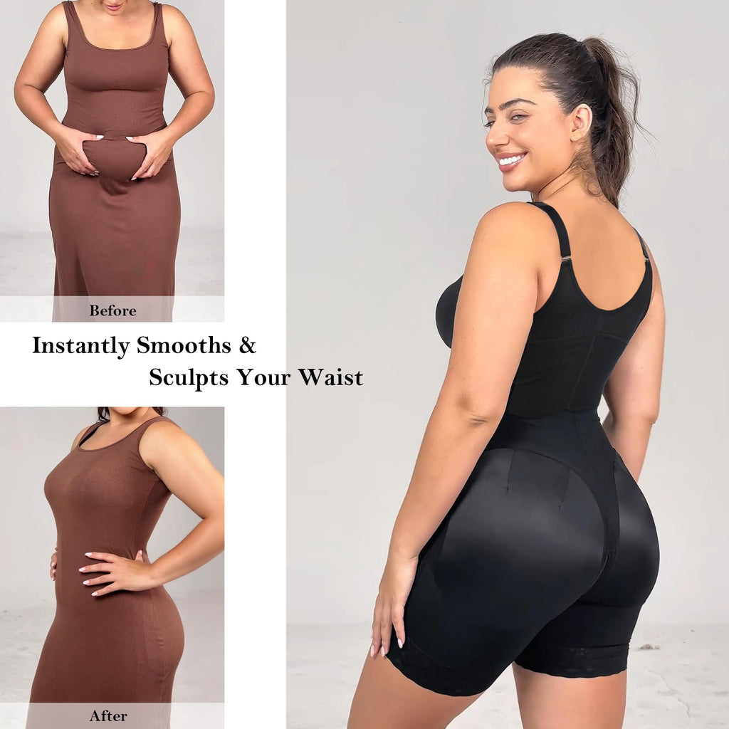 PRETASIE Fajas Colombianas Postpartum Shapewear for Women Tummy Control Butt Lifter Body Shaper with Zipper Crotch