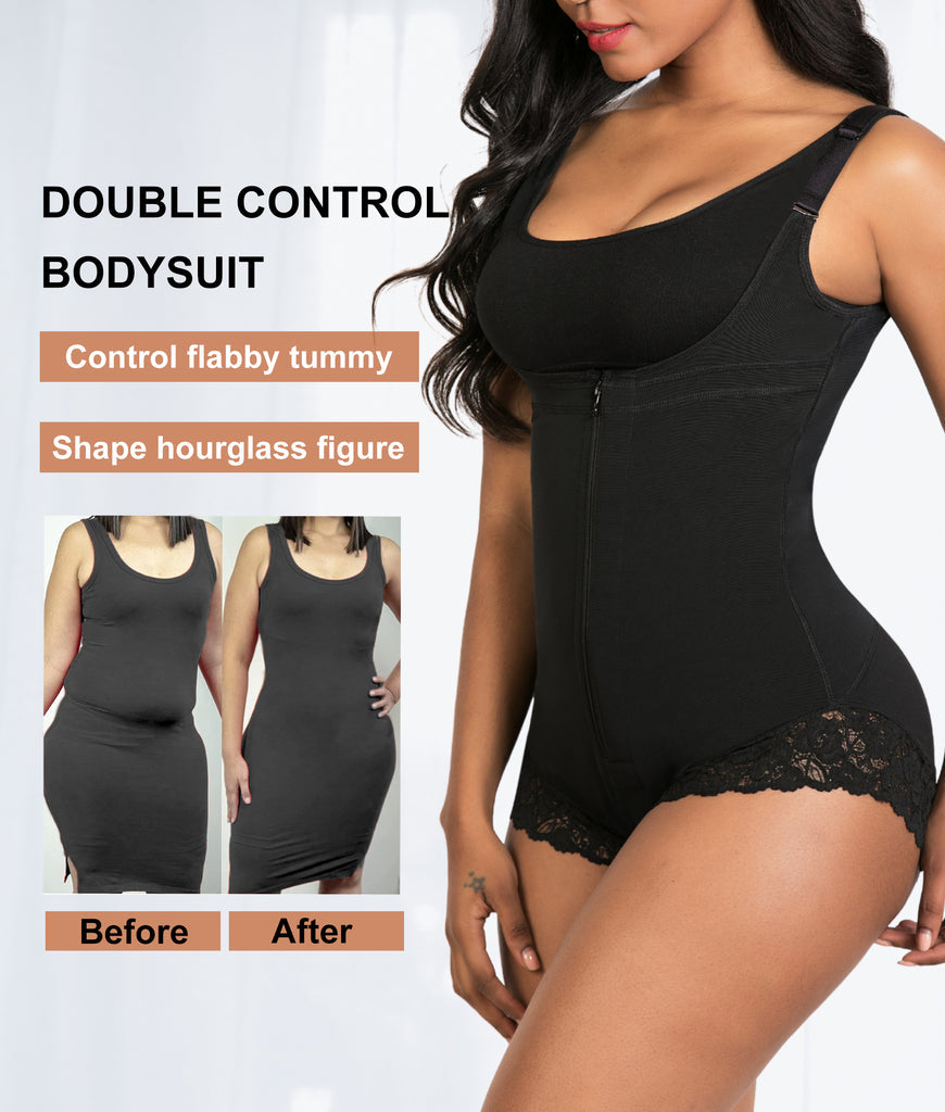 PRETASIE Shapewear for Women Tummy Control Fajas Colombianas Open Bust Body Shaper Slimmer Bodysuit