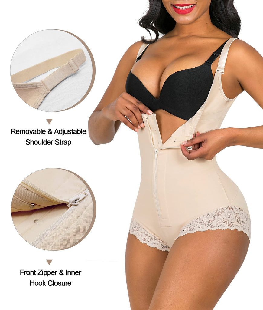 PRETASIE Shapewear for Women Tummy Control Fajas Colombianas Open Bust Body Shaper Slimmer Bodysuit