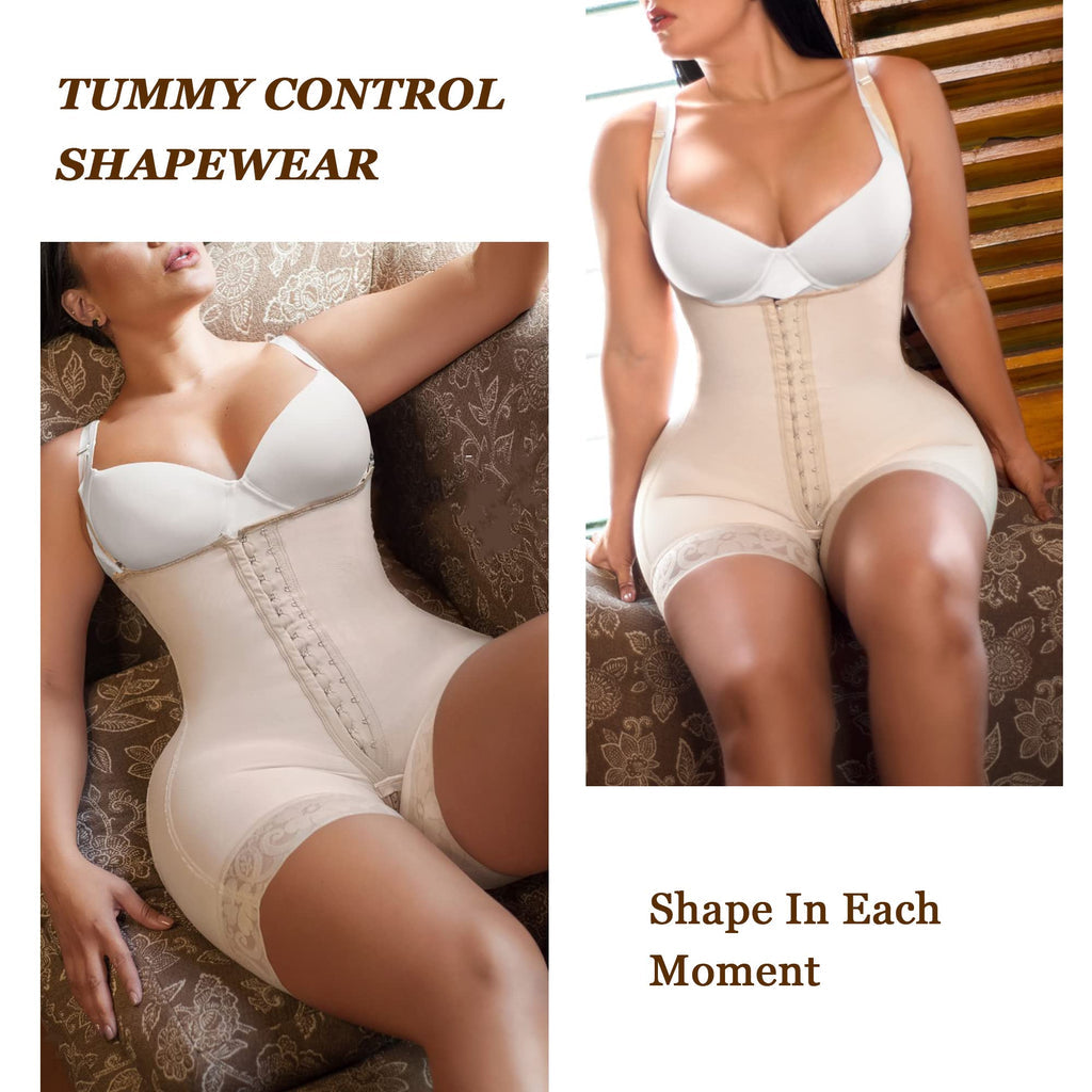 PRETASIE Fajas Colombianas Shapewear for Women Tummy Control Post Surgery Compression Garment with Zipper Crotch